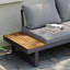 Ensemble de canapés modulaires d'extérieur en teck 4 pièces avec coussin et table d'appoint 4 pièces