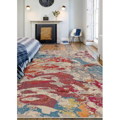 Enosburgh Splash Red/Blue/Grey Area Rug