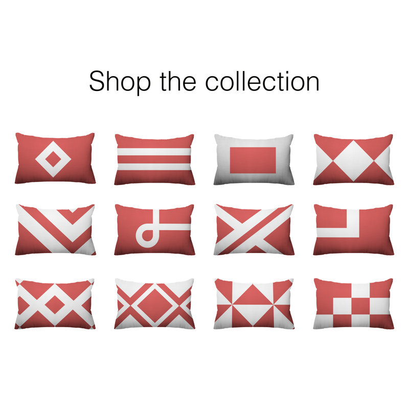 Coussin décoratif intérieur / extérieur Dwight, Corail, 14 po x 20 po, Rectangle