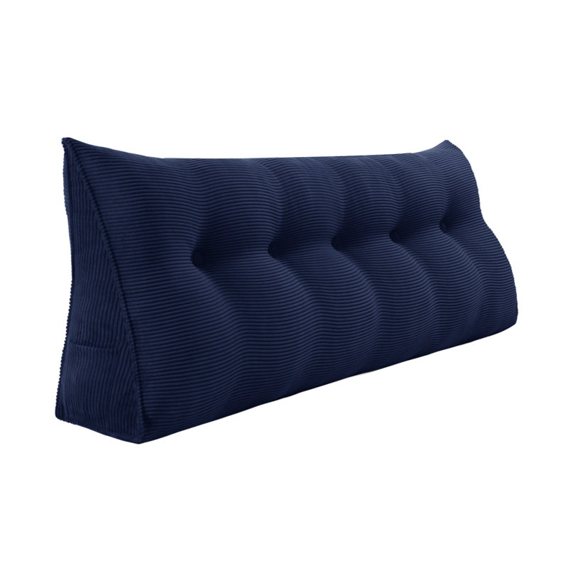 Sit-up Back Comfort 100% Cotton Corduroy Backrest Bed Back Support Headboard Wedge Reading Pillow Compression, Queen