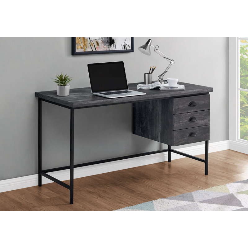 Bureau d'ordinateur, bureau personnel, ordinateur portable, tiroirs de rangement, L 55 po, métal stratifié, contemporain, moderne
