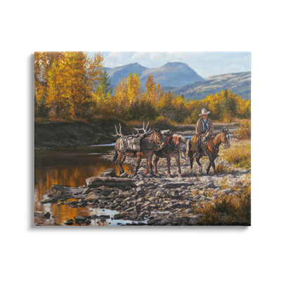 Down From High Country Cowboy Canvas Wall Art by David Graham