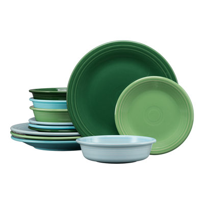 Aegean Classic Rim 12-Piece Dinnerware Set, Service for 4