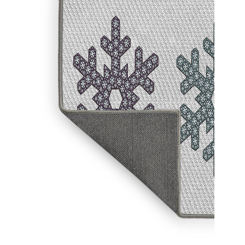 Tapis gris/bleu/mauve à motifs, Rectangle 5 pi x 7 pi