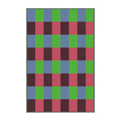 Tapis bleu / vert à carreaux
