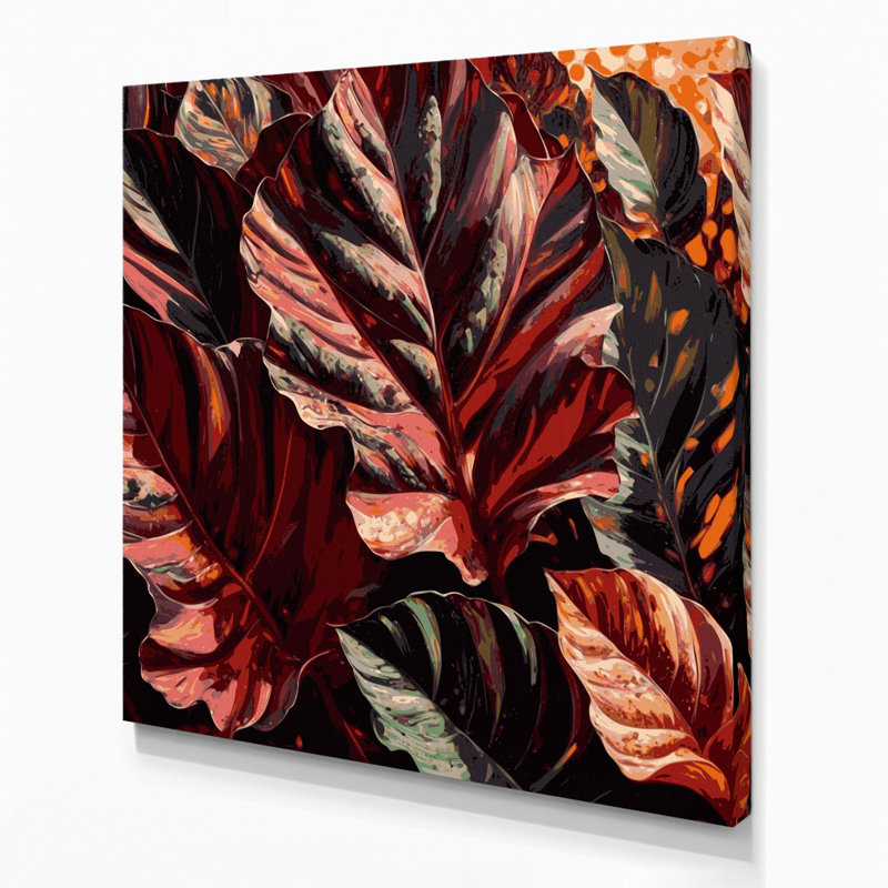 Art mural sur toile Botanical Croton Brown, H 12 po x l 12 po