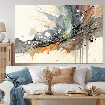 Jazz Rhythms In Shades Of Grey III - Abstract Liquid Ink Canvas Wall Art