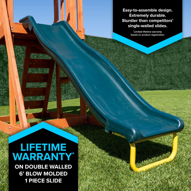 Scottsdale Brown Wood Outdoor Swing Set with Slide and Fort