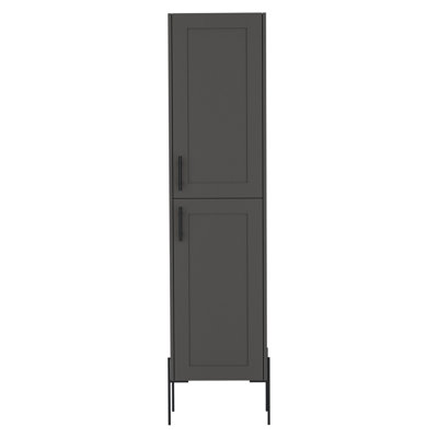 Linen Cabinet 70.8" H, With 1 Door And 4 Shelves, Matt Grey