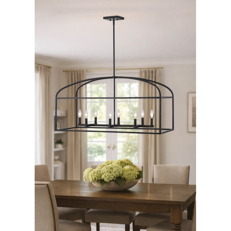 Luminaire suspendu cage à 8 lumières Birdy, Noir