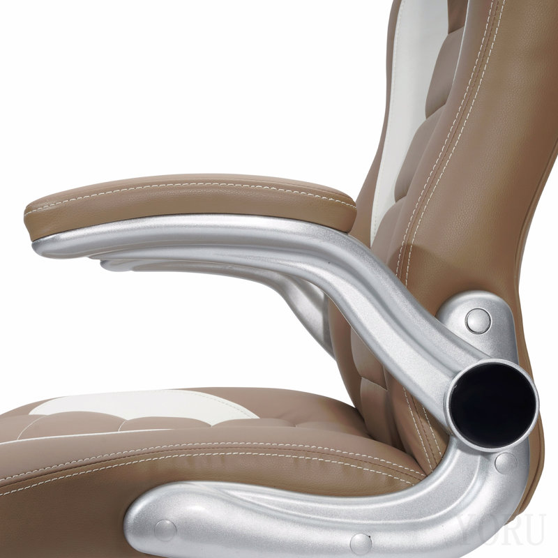 High Back Executive Sport Race Office Chair With Flip-Up Arms, Camel