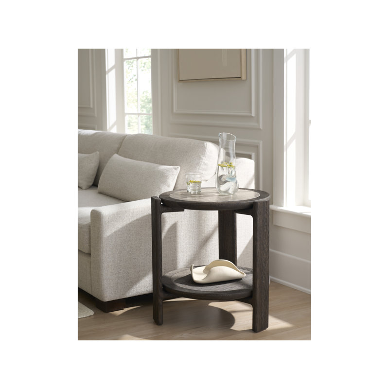Modern Stone End Table, Brown