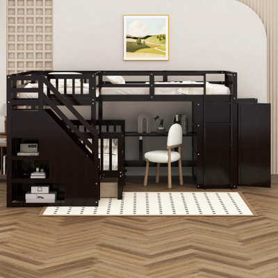 Haruun Twin-Twin over Full L-Shaped Bunk Bed With 3 Drawers