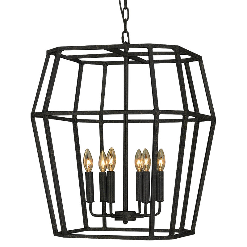 Lustre géométrique 6 lumières Paris, Noir antique