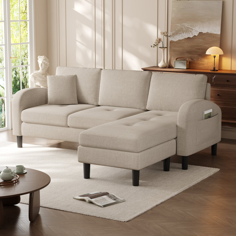 3 Seater Linen Sofa, Beige