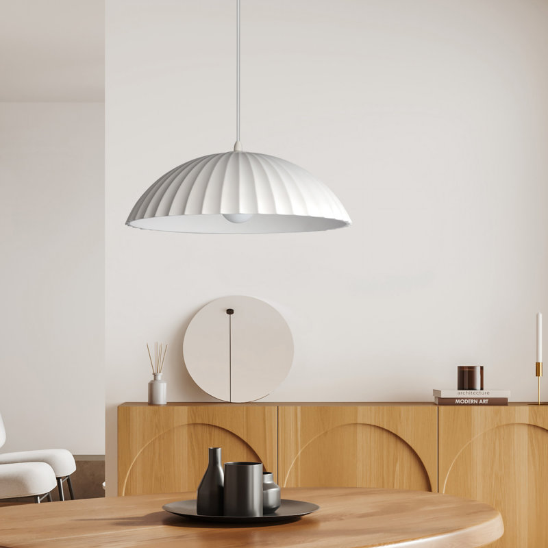 Luminaire suspendu en dôme à 1 lumière avec hauteur réglable Calcott, H 6,25 po x l 19,5 po x P 19,5 po