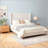 Harper Tall Headboard Upholstered Bed with 54 Inch High Headboard, Elegant Simplicity, No Box Spring Needed, Easy Assembly, California King, Textured Ivory Canvas