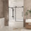 Porte de douche sans cadre l 56 à 60 po x H 60 po, verre trempé transparent de 1/4 po (6 mm), poignée en acier inoxydable