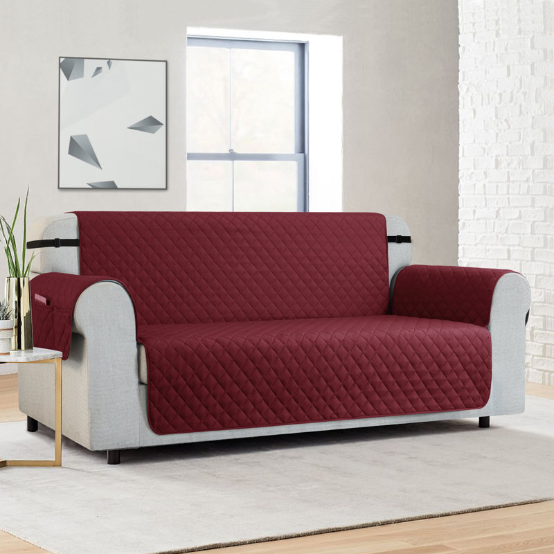 Causeuse réversible matelassée avec poches latérales, Vin, H 76 po x l 98 po x P 22 po