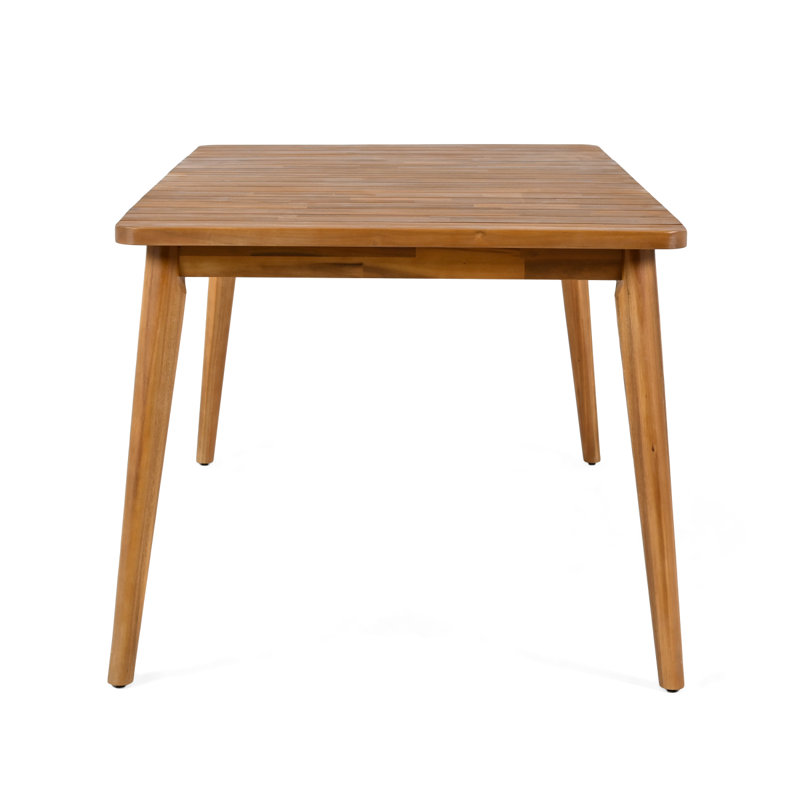 Davion Outdoor Farmhouse Acacia Wood Dining Table With Slatted Top, 30" H x 63" W x 36" D
