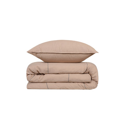 Ensemble de housse de couette en coton beige / noir