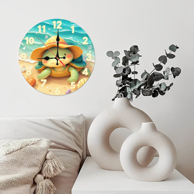 cute turtle beach clock summer design