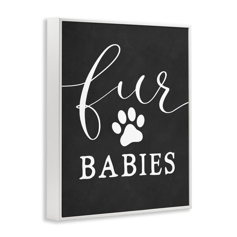 «Fur Babies» par phrase et doublure, Estampe numérique encadrée blanc bord de mer, H 30 po x l 24 po