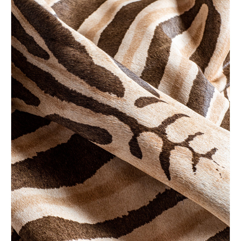 TAPIS EN COWHIDE 6 po x 7 po khanna - ZEBRA AFRICAIN CHOCOLAT / NATUREL