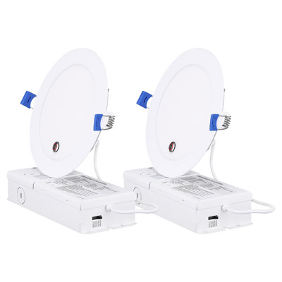 6" 5cct Led Recessed Light, 90 Min Emergency Battery Backup, Ul924, 120-277v 12w Slim Downlight