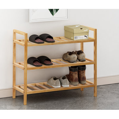 9 Pair Stackable Solid Wood Shoe Rack