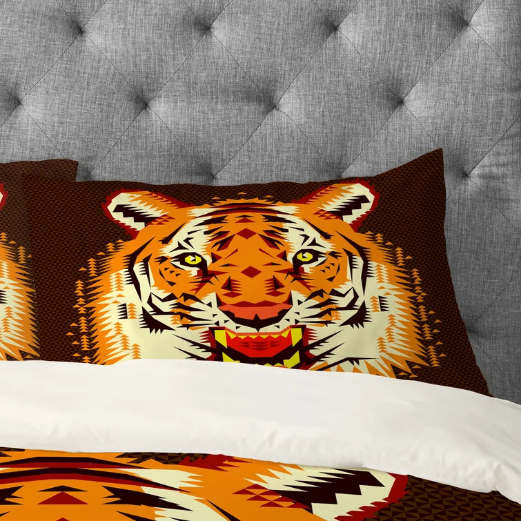 Taie d’oreiller à tiger géométrique Chobopop, Très grand