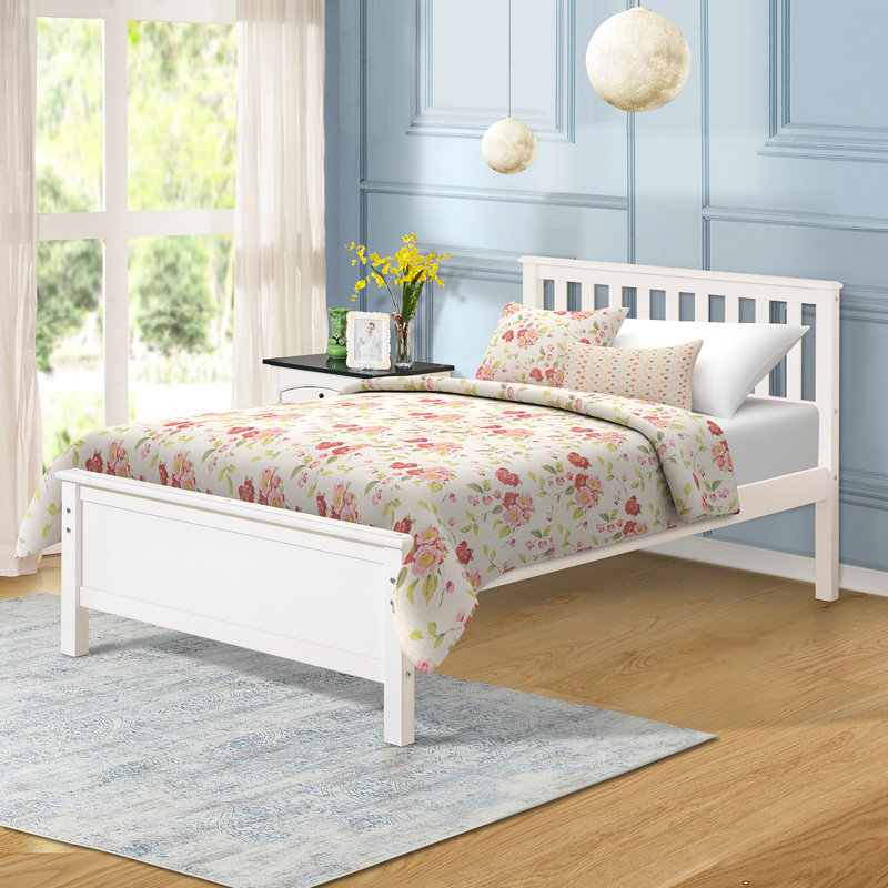 Sheree Solid Wood Slat Bed, White