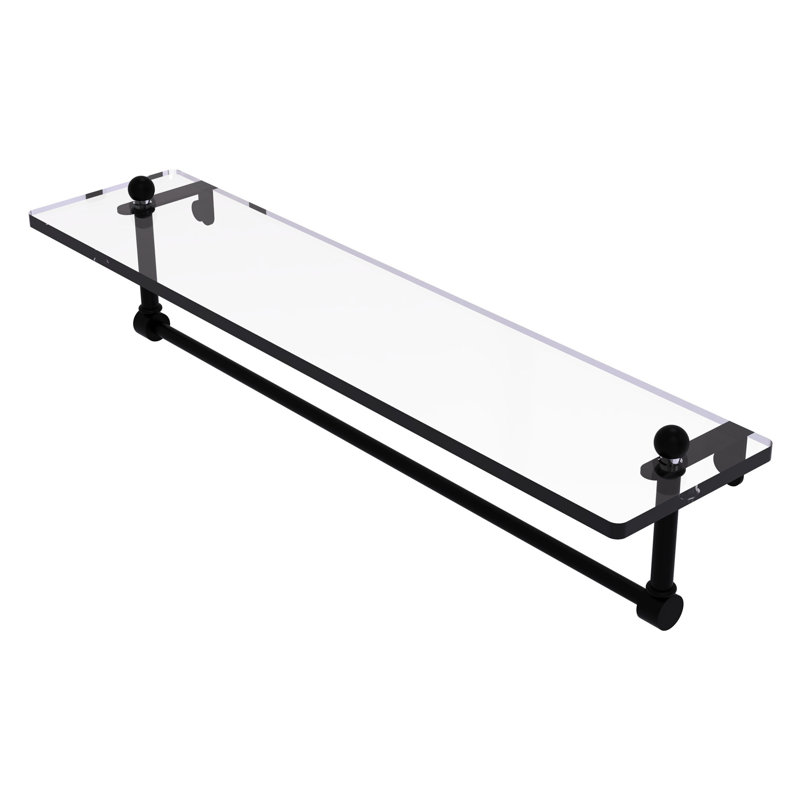 Ballenas Bracket Shelf with Towel Bar, 22", Matte Black