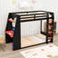 Lit superposé en bois avec port USB, tablettes, bureau et bande lumineuse-466411664-466411670