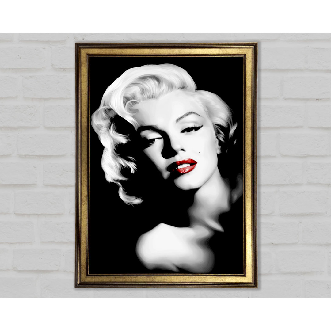 Marilyn Monroe Rote Lippen Portrait - Einzelner Bilderrahmen Kunstdrucke