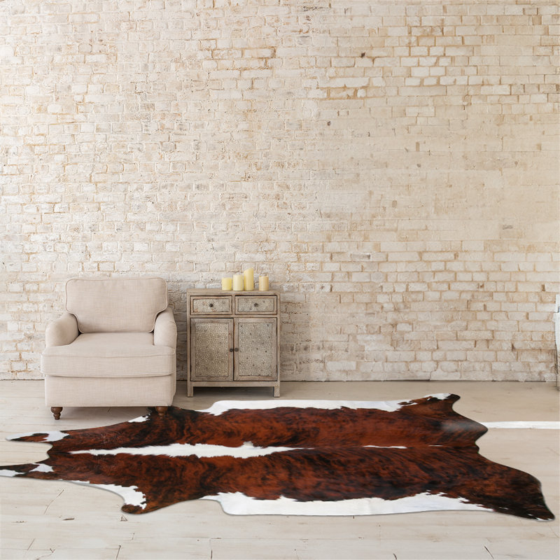 Tapis personnalisé en cuir de vache blanc, Nouveauté 6 pi 2 po x 7 pi 4 po