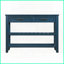 Table basse Mid-Century en bois massif bleu marine de 42 po avec 2 tiroirs Tablettes, assemblage facile Vaste espace de rangement-1479227361