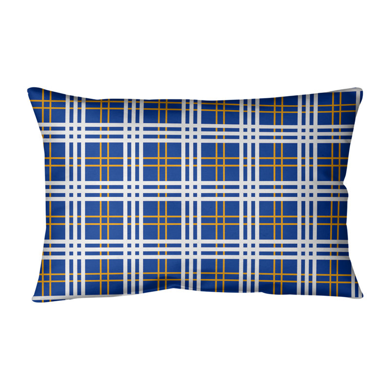 Housse de coussin et insert rectangulaires Luxury, Bleu / Or / Blanc, Cuir / Suède