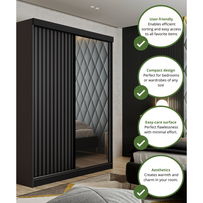Modern Large 2 Door Wardrobe, Espresso
