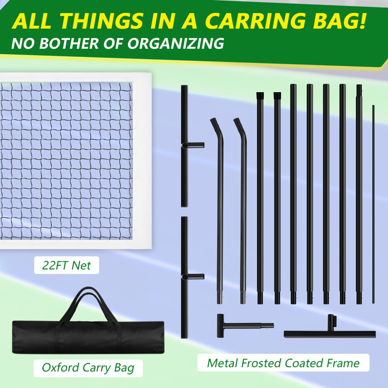 Pickleball Net Driveway Pickleball Nets Portable Outdoor Regulation Size 22ft Pickle Ball Net Set W/ 1 Carry Bag
