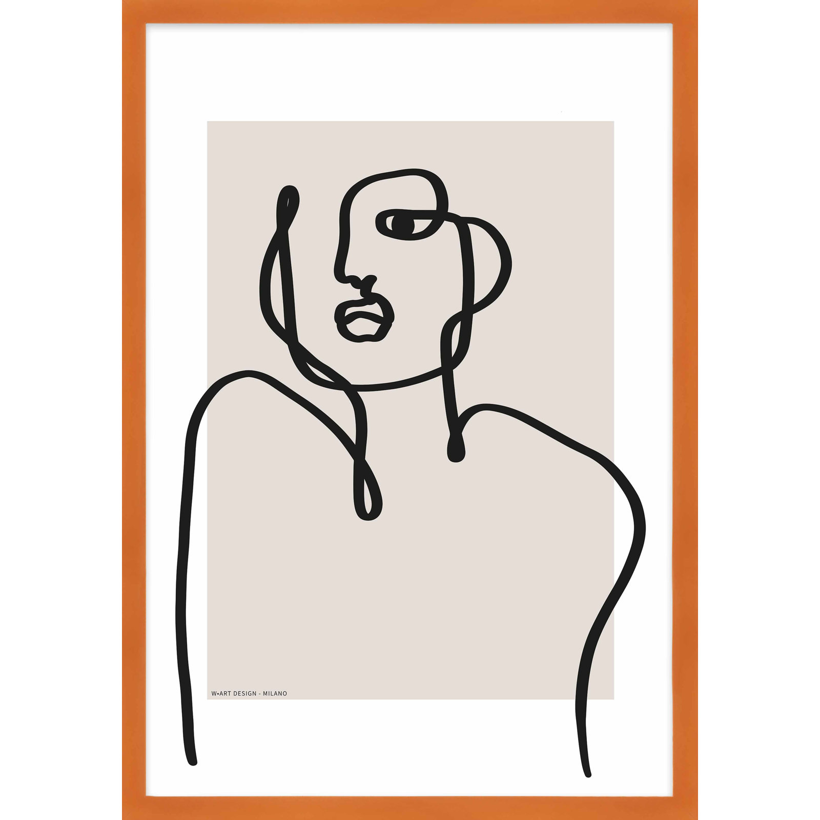 Romina Gadler "Figure and Form 1" Print, 38" H x 26.5" W x 1.25" D, Orange Framed Paper