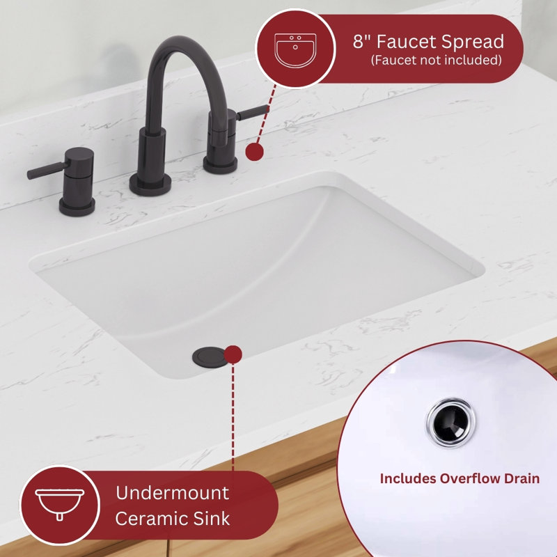 Cala 73'' White Stone Double Vanity Top with Sinks
