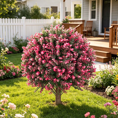 22" Artificial Rose Topiary Ball Trees (set Of 2), Uv-resistant Faux Boxwood Plants With Ground Stakes For Outdoor Decor