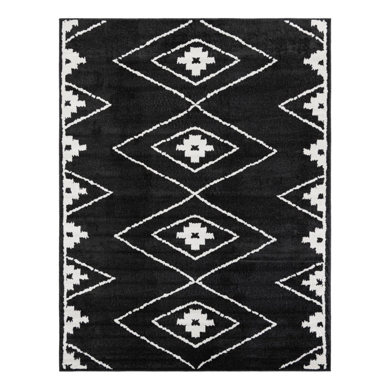Latitude Run® Vefsna Nikolis Rug Black, Rectangle 7'10" x 10'