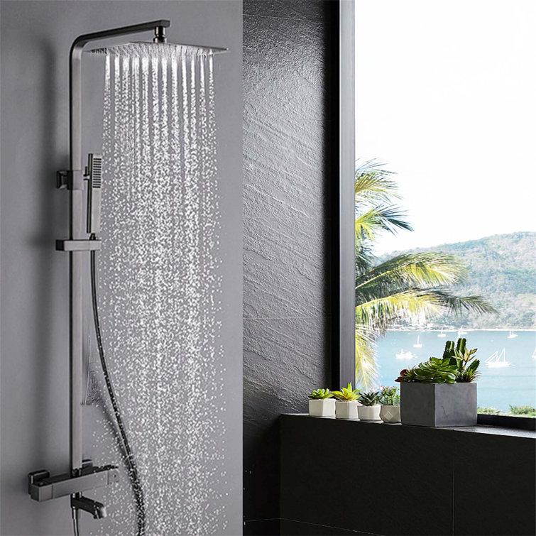 NiHome 7.87 Inch Stainless Steel Square Rain Shower Head - High Pressure, Water-Saving, Easy Install