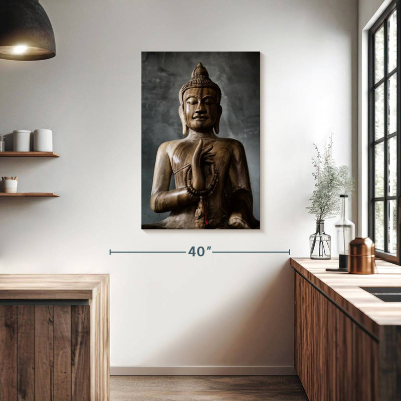 Statue de Bouddha sculptée, H 39 po x l 26 po