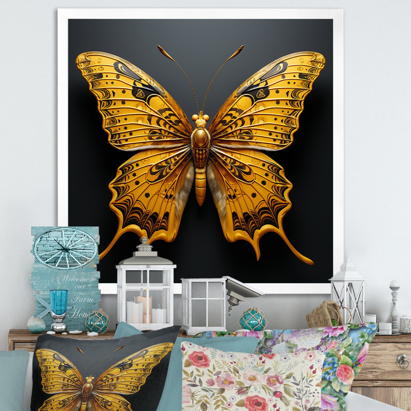 " Butterfly Expressionist Freedom ", 24" H x 24" W x 1" D, White Single Picture Framed