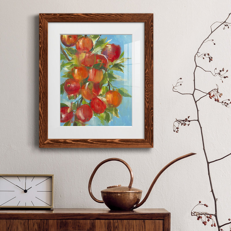 «AN APPLE A DAY», reproduction encadrée de qualité supérieure - prête à être accrochée, Papier avec cadre érable