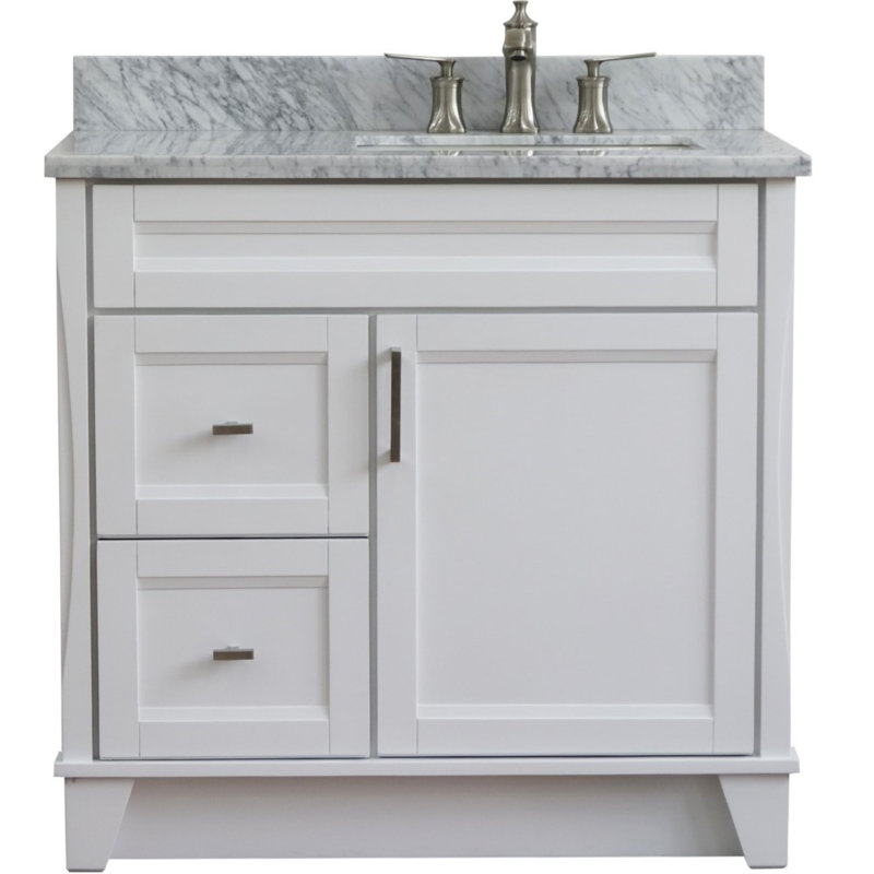 Safia 37'' Single Bathroom Vanity with Carrara Marble Top