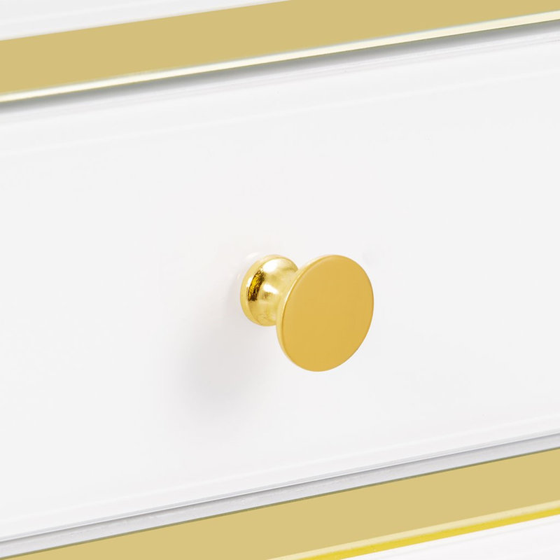 Bureau de rangement de rangement moderne à 3 tiroirs avec cadre doré Slay Station Addison